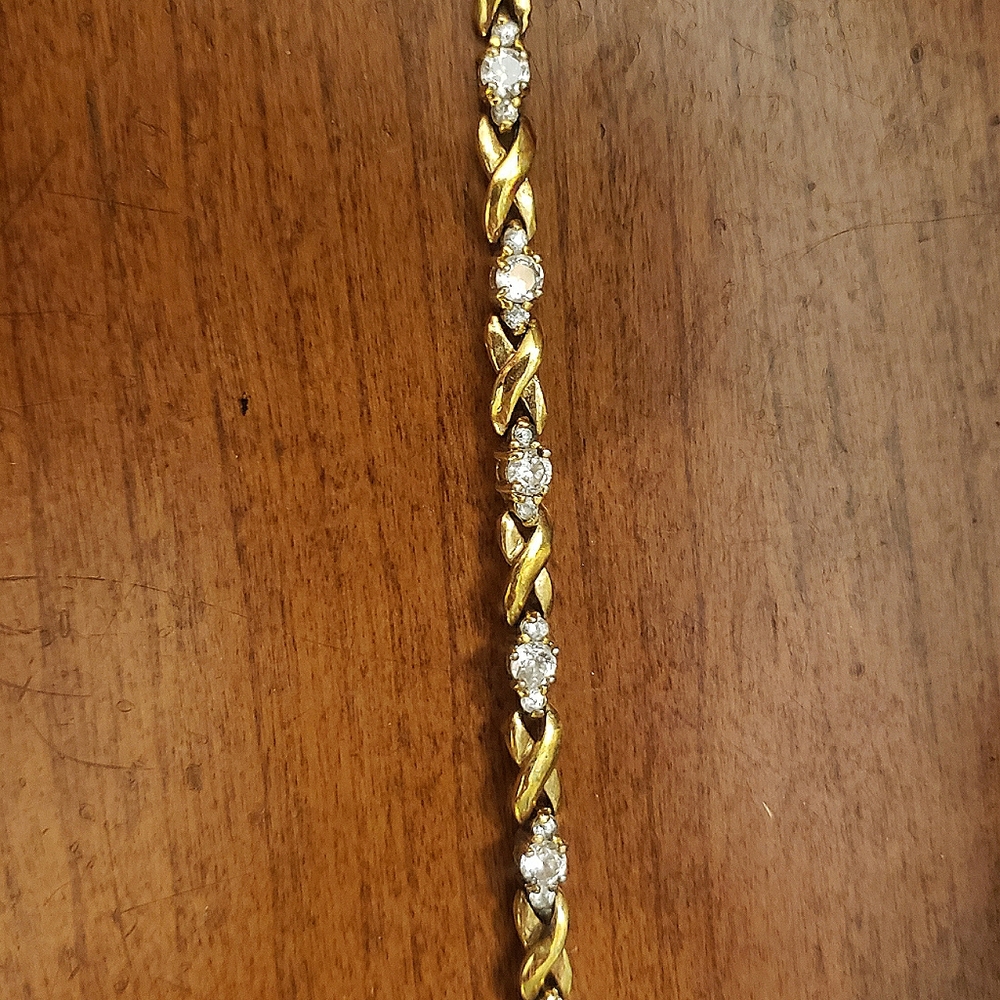 Vintage gold & CZ braided elegant dainty bracelet.